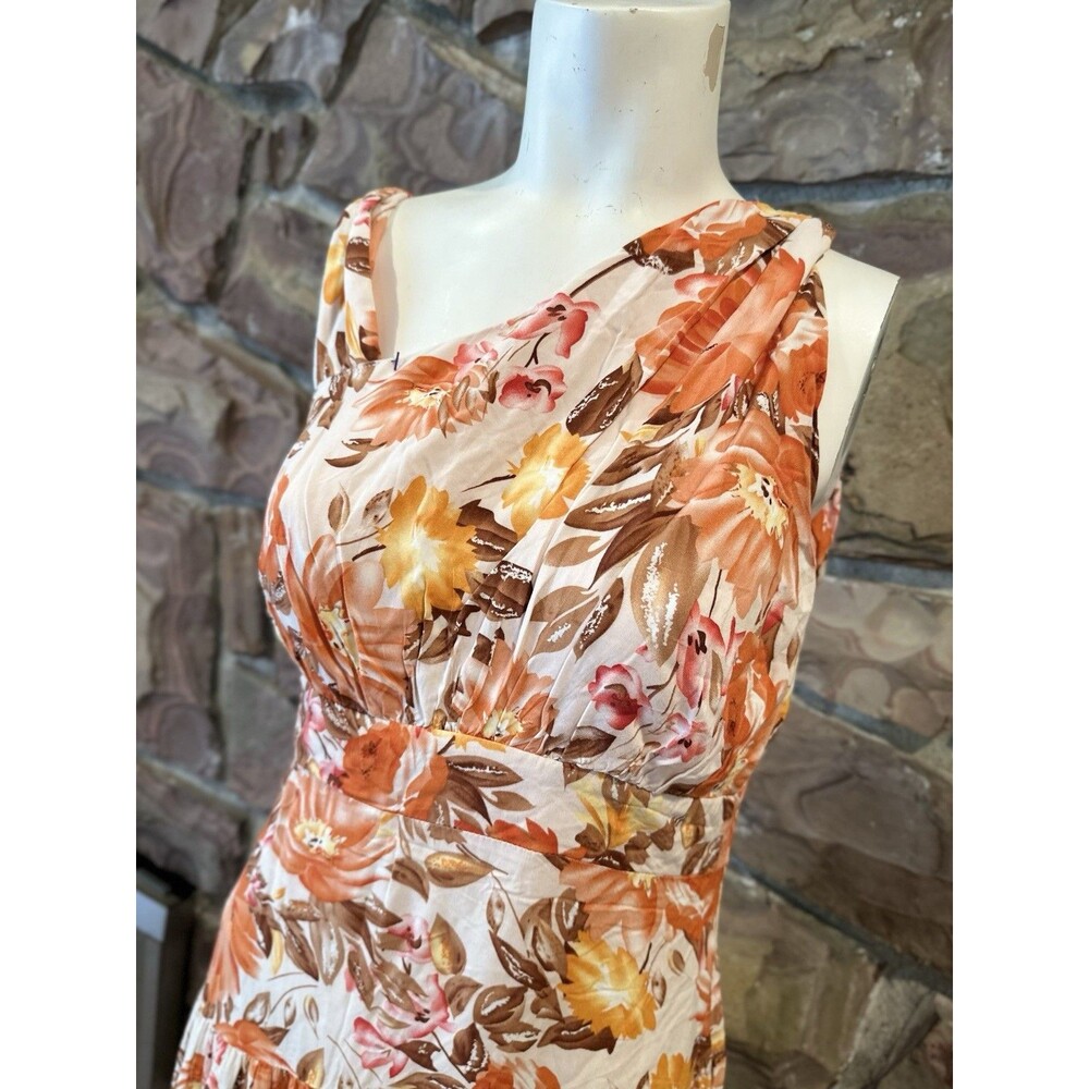 Petal & Pup Rayon boho summer Dress Floral Orange Pink Yellow Spring US 10